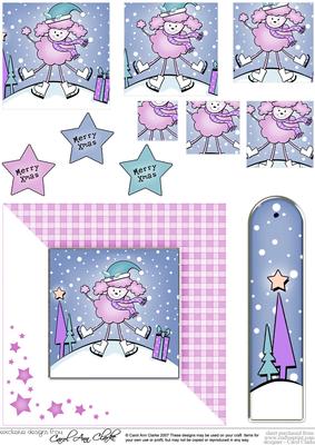 Cute Xmas Poodle Quick Card with Pyramage Toppers