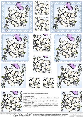 Flowers and Butterfly Pyramage Sheet