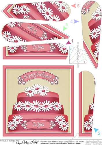 Birthday Cake with Daisies Fan Pyramage Topper