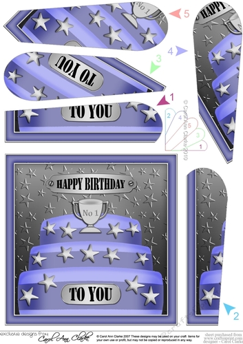 Birthday Cake with Stars Fan Pyramage Topper