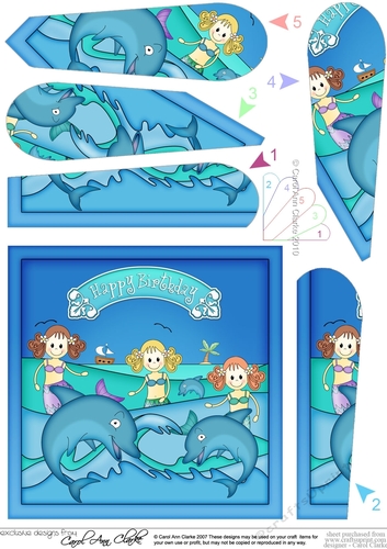 Mermaids & Dolphins Fan Pyramage Topper