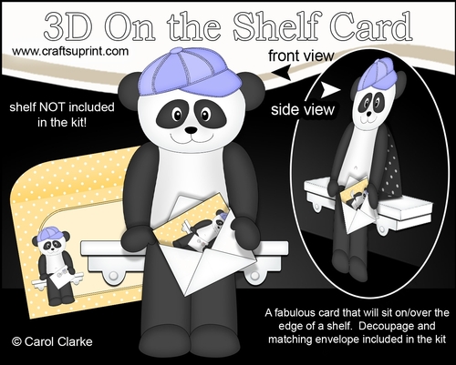3D On the Shelf Card Kit - Little Panda Xin Xin Mini has a Mini Card & Envelope