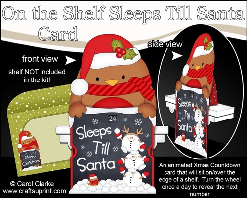 On the Shelf Sleeps Till Santa Card Kit - Cute Little Christmas Bobbin Robin