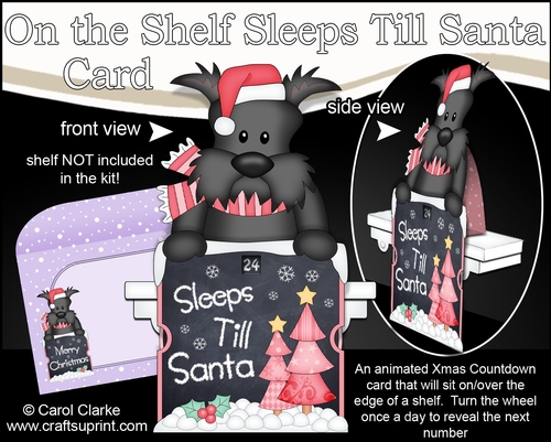 On the Shelf Sleeps Till Santa Card Kit - Cute Little Maisie Scottie Dog