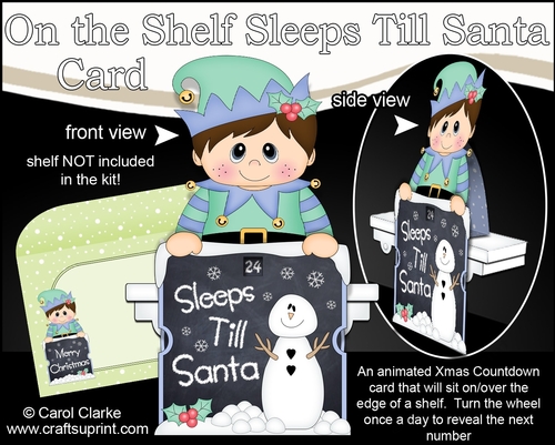 On the Shelf Sleeps Till Santa Card Kit - Cute Little Christmas Elf