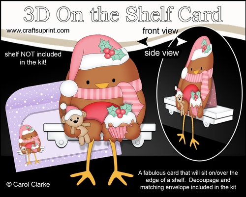 3D On the Shelf Card Kit - Christmas Bobbin Robin is Ready for Santa
