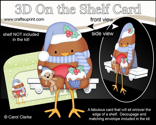 3D On the Shelf Card Kit - Christmas Bobbin Robin is Ready for Santa
