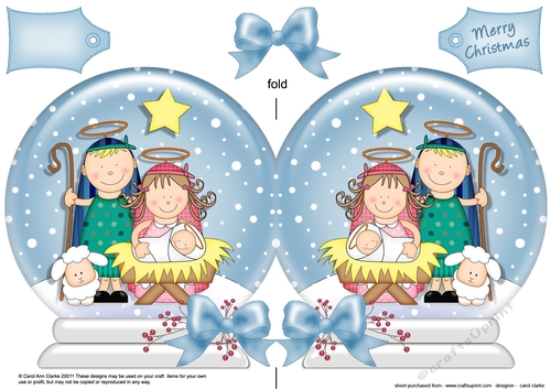 The Christmas Story Holy Family Snow Globe Shaped Card