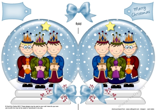 The Christmas Story We Three Kings Snow Globe Shaped Card