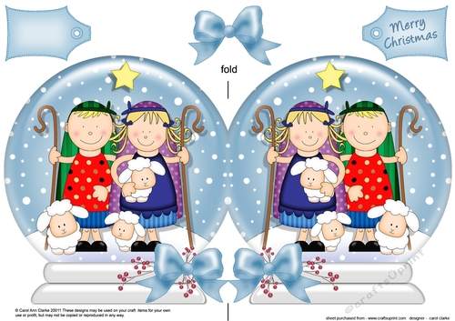 The Christmas Story As Shepherds Watched their Flocks Snow Globe Shaped Card