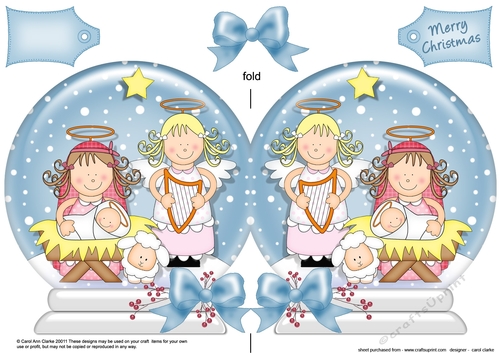 The Christmas Story The Angel Visted The Baby Jesus Snow Globe Shaped Card