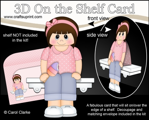 3D On the Shelf Card Kit - Cute Little Teen Karen enjoys her Ice Lolly