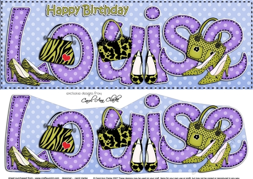 Large DL Birthday LOUISE Shoes & Handbags 3D decoupage
