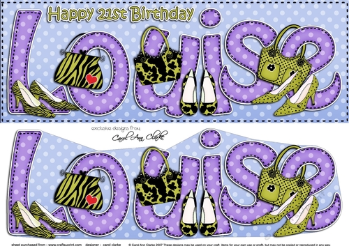 Large DL 21st Birthday LOUISE Shoes & Handbags 3D decoupage