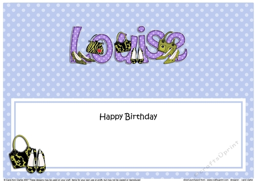 Large DL Birthday LOUISE Shoes & Handbags insert