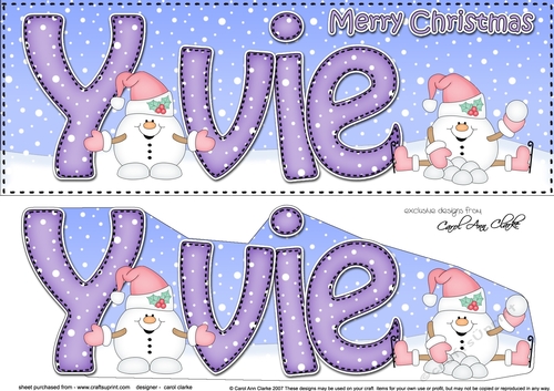Large DL Christmas YVIE Snowmen Sam 3D decoupage 