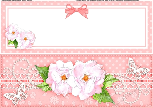 Large DL A Touch of Elegance Pretty Roses & Butterflies Quick Card Front with insert