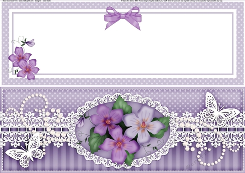 Large DL A Touch of Elegance Pretty Violas & Butterflies Quick Card Front with insert