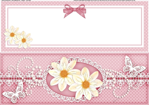 Large DL A Touch of Elegance Pretty Flowers, Lace & Butterflies Quick Card Front with insert