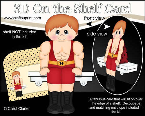 3D On the Shelf Card Kit - In the Red Corner is Wrestler Hercules