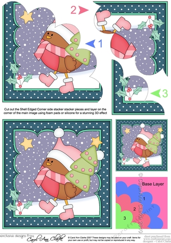 Christmas Bobbin Robin collects the Christmas Tree Shell Edged Corner Stacker
