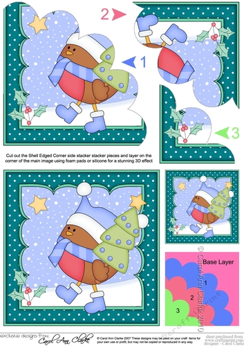 Christmas Bobbin Robin collects the Christmas Tree Shell Edged Corner Stacker