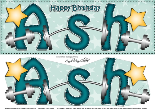 Large DL Birthday ASH Weights 3D decoupage