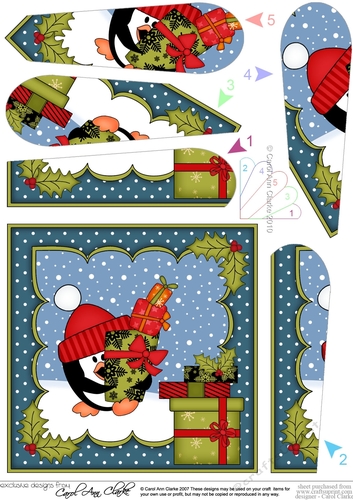 Christmas Pip Penguin delivers the Christmas Presents Fan Pyramage Topper