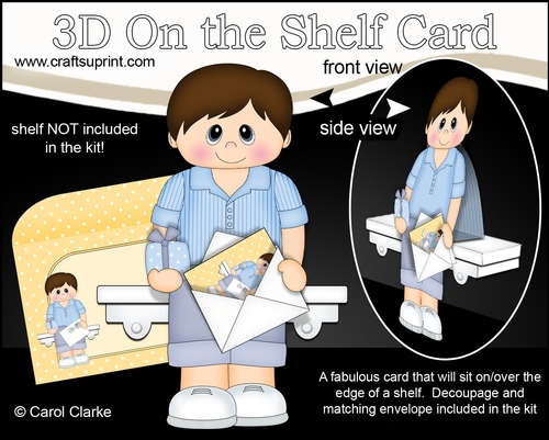 3D On the Shelf Card Kit - Little Teen Mervin has a has a Mini Card & Envelope