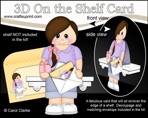 3D On the Shelf Card Kit - Little Teen Marna has a has a Mini Card & Envelope