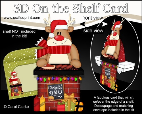 3D On the Shelf Card Kit - Christmas Rudolph has a Festive Barbeque
