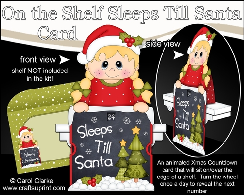 On the Shelf Sleeps Till Santa Card Kit - Cute Little Christmas Girl