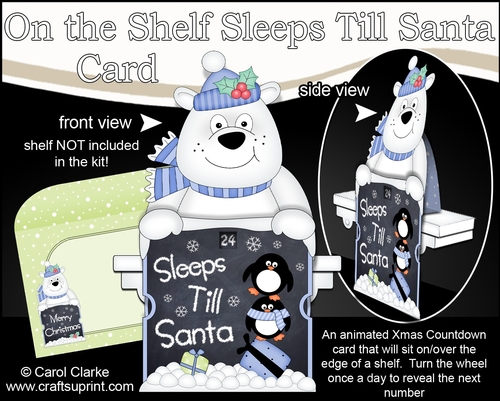 On the Shelf Sleeps Till Santa Card Kit - Christmas Ben Polar Bear
