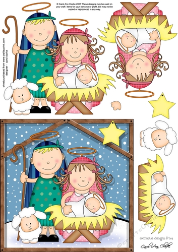 The Christmas Story Holy Family quick card and 3D decoupage