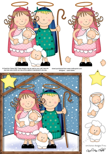 The Christmas Story Holy Family quick card and 3D decoupage