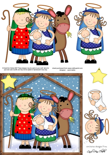 The Christmas Story Holy Family & Donkey quick card and 3D decoupage