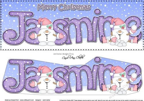 Large DL Christmas JASMINE Snowmen Sam 3D decoupage 