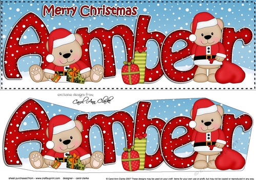 Large DL Christmas AMBER Livvy Bear 3D decoupage 