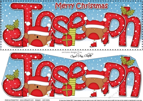 Large DL Christmas JOSEPH Bobbin Robin 3D decoupage 