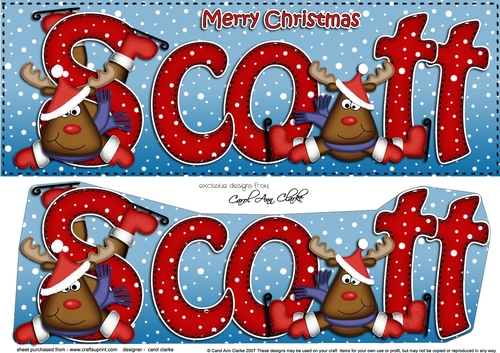 Large DL Christmas SCOTT Rudolph 3D decoupage 