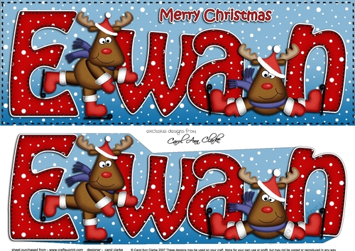Large DL Christmas EWAN Rudolph 3D decoupage 