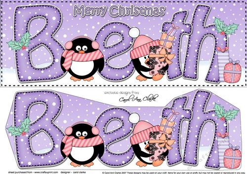 Large DL Christmas BETH Penguins 3D decoupage 