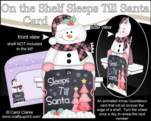 On the Shelf Sleeps Till Santa Card Kit - Cute Christmas Snowman Mack