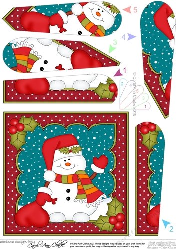Christmas Snowman Oli has a Sack of Presents Fan Pyramage Topper