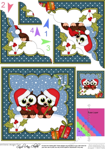 Christmas Little Hoot Owls are in Love Scallop Corner side stacker Topper