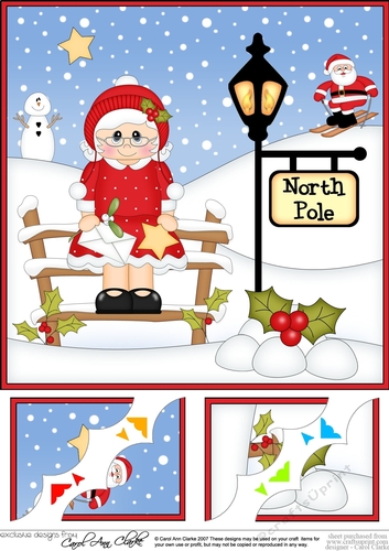 8 x 8 Christmas at the North Pole Mrs Claus has a letter for Santa Scalloped Corner Topper 