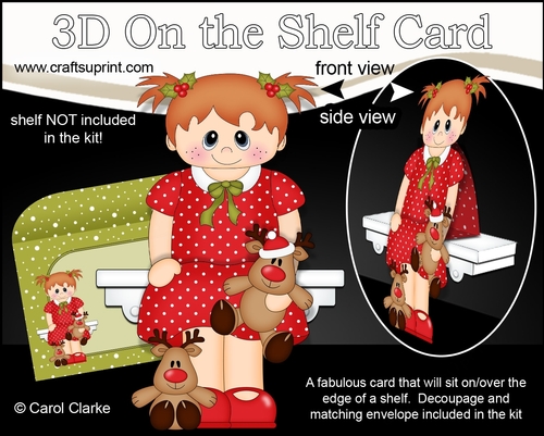 3D On the Shelf Card Kit - Christmas Cute Little Toddler with Little Rudy