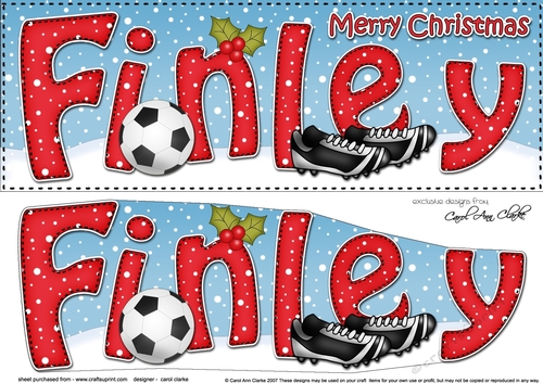 Large DL Christmas FINLEY Football 3D decoupage 