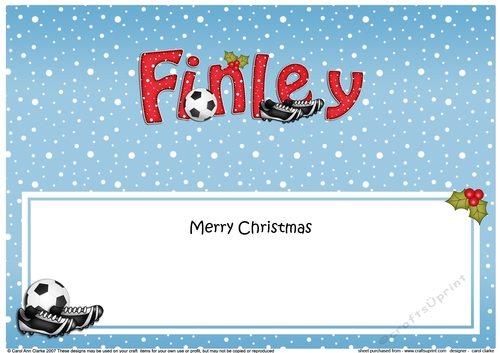 Large DL Christmas FINLEY Football insert