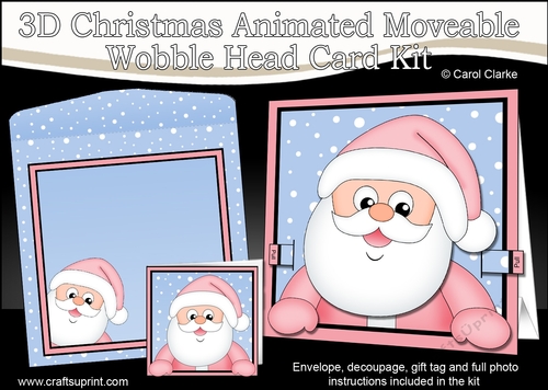 3D Christmas Animated Moveable Wobble Head Card  - Santa Claus